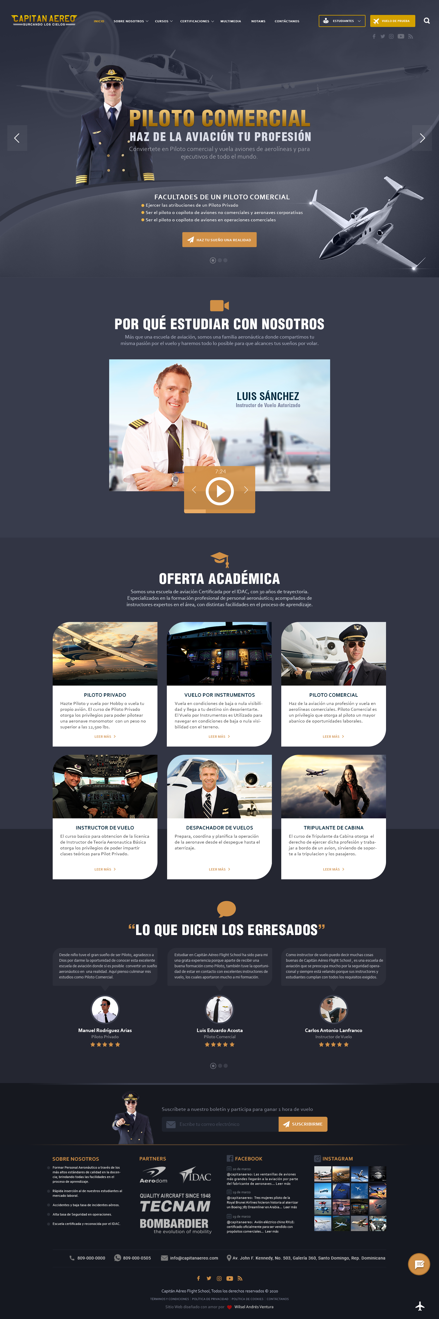 Capitan Aereo Flight School - Website 2020